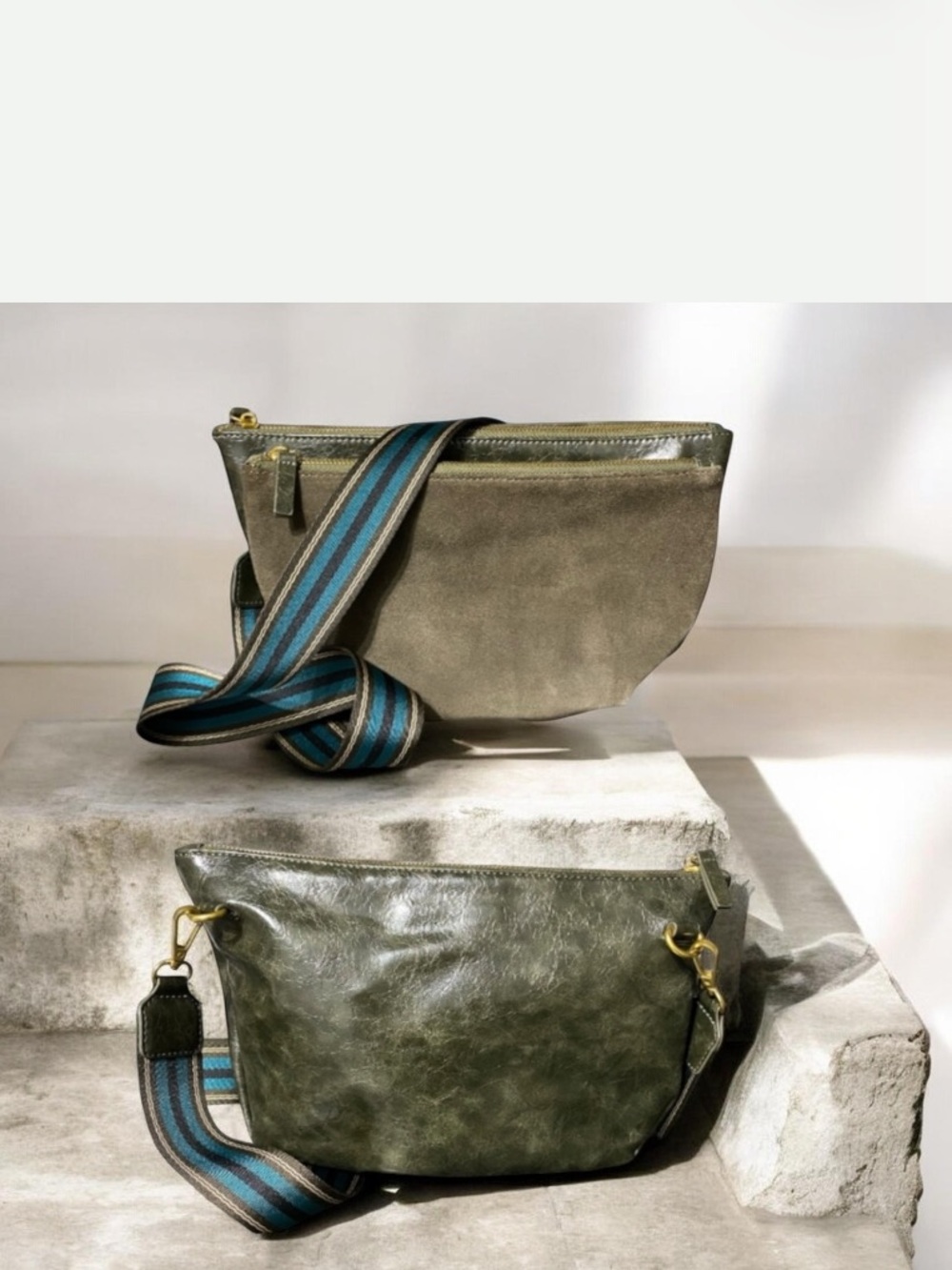 Anthropology Crossbody Suede Leather Moss Green Bag